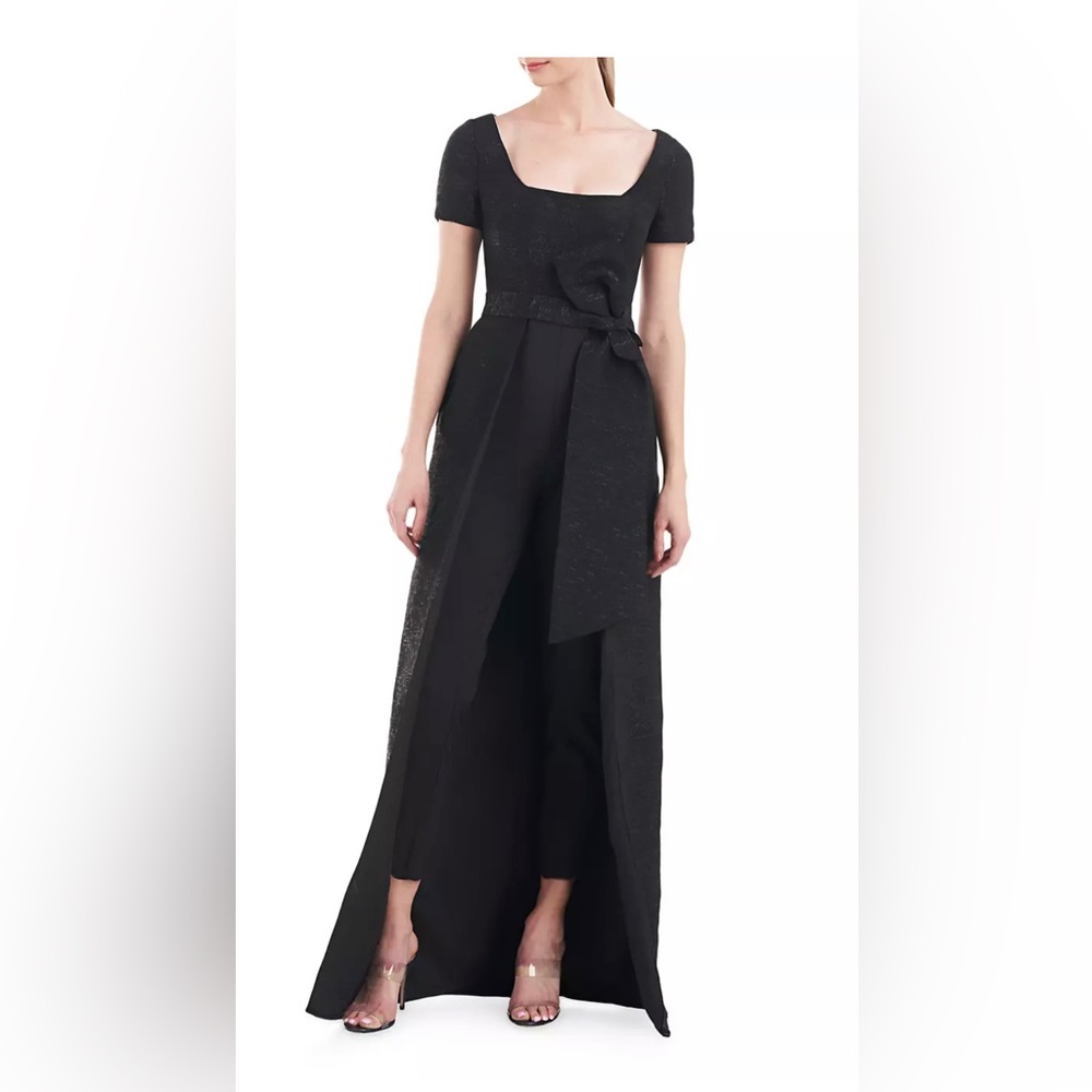 Kay Unger Olympia Metallic Cape Jumpsuit size 6. 2047